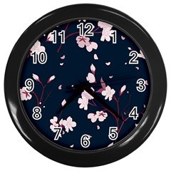 Flowers Texture Textured Pattern Wall Clock (black) by danenraven