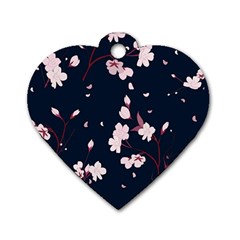 Flowers Texture Textured Pattern Dog Tag Heart (one Side) by danenraven