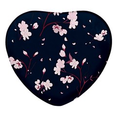 Flowers Texture Textured Pattern Heart Glass Fridge Magnet (4 Pack)