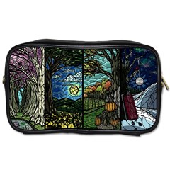 Four Assorted Illustrations Collage Winter Autumn Summer Picture Toiletries Bag (two Sides)