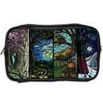 Four Assorted Illustrations Collage Winter Autumn Summer Picture Toiletries Bag (Two Sides) Back