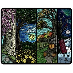 Four Assorted Illustrations Collage Winter Autumn Summer Picture Two Sides Fleece Blanket (medium) by danenraven