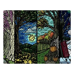 Four Assorted Illustrations Collage Winter Autumn Summer Picture Two Sides Premium Plush Fleece Blanket (large) by danenraven