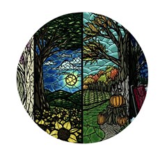 Four Assorted Illustrations Collage Winter Autumn Summer Picture Mini Round Pill Box by danenraven