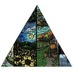 Four Assorted Illustrations Collage Winter Autumn Summer Picture Wooden Puzzle Triangle by danenraven