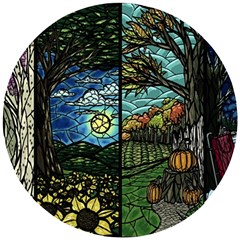 Four Assorted Illustrations Collage Winter Autumn Summer Picture Wooden Puzzle Round by danenraven