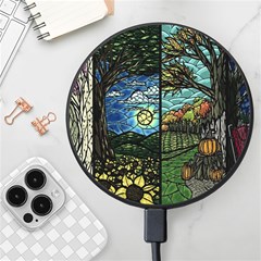 Four Assorted Illustrations Collage Winter Autumn Summer Picture Wireless Fast Charger(black) by danenraven