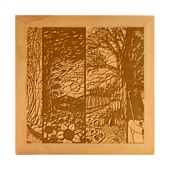 Four Assorted Illustrations Collage Winter Autumn Summer Picture Wood Photo Frame Cube by danenraven