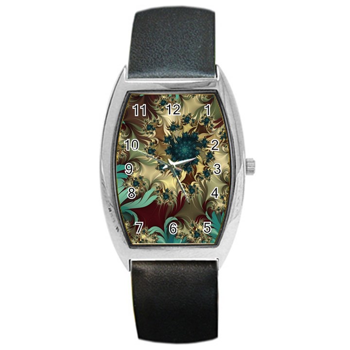 Abstract Design Pattern Art Wallpaper Texture Floral Barrel Style Metal Watch