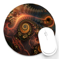 Paisley Abstract Fabric Pattern Floral Art Design Flower Round Mousepad by danenraven