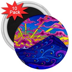 Abstract Paisley Art Pattern Design Fabric Floral Decoration 3  Magnets (10 Pack)  by danenraven