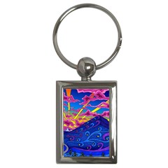 Abstract Paisley Art Pattern Design Fabric Floral Decoration Key Chain (rectangle) by danenraven