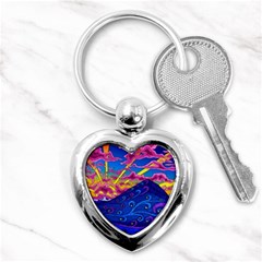 Abstract Paisley Art Pattern Design Fabric Floral Decoration Key Chain (heart) by danenraven