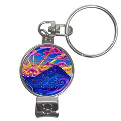 Abstract Paisley Art Pattern Design Fabric Floral Decoration Nail Clippers Key Chain by danenraven