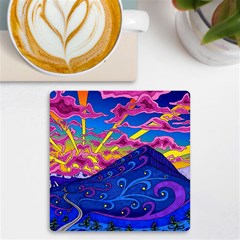 Abstract Paisley Art Pattern Design Fabric Floral Decoration Uv Print Square Tile Coaster  by danenraven