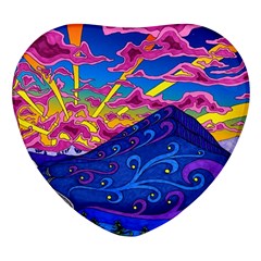 Abstract Paisley Art Pattern Design Fabric Floral Decoration Heart Glass Fridge Magnet (4 Pack)