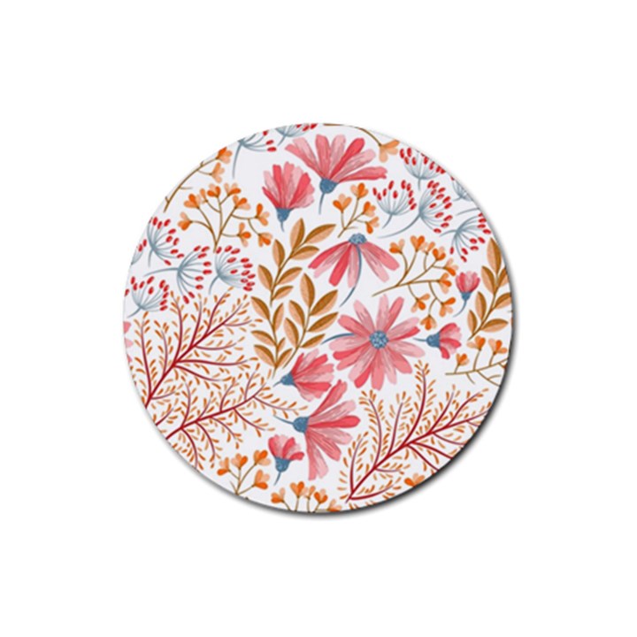 Flowers Pattern Seamless Floral Floral Pattern Rubber Coaster (Round)