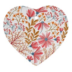 Flowers Pattern Seamless Floral Floral Pattern Heart Ornament (Two Sides)