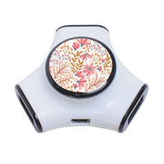 Flowers Pattern Seamless Floral Floral Pattern 3-Port USB Hub