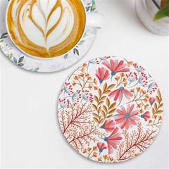 Flowers Pattern Seamless Floral Floral Pattern Uv Print Round Tile Coaster by danenraven