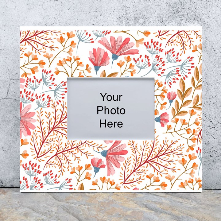 Flowers Pattern Seamless Floral Floral Pattern White Wall Photo Frame 5  x 7 