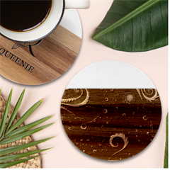 Abstract Design Art Pattern Wallpaper Shape Decoration Marble Wood Coaster (round) by danenraven