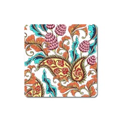 Flowers Pattern Texture White Background Paisley Square Magnet by danenraven