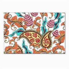 Flowers Pattern Texture White Background Paisley Postcards 5  x 7  (Pkg of 10)