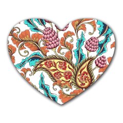 Flowers Pattern Texture White Background Paisley Heart Mousepad