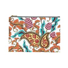 Flowers Pattern Texture White Background Paisley Cosmetic Bag (Large)