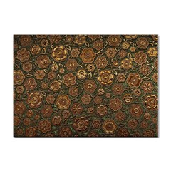 Brown And Green Floral Print Textile Ornament Pattern Texture Sticker A4 (100 pack)