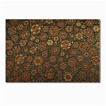 Brown And Green Floral Print Textile Ornament Pattern Texture Postcard 4 x 6  (Pkg of 10) Front