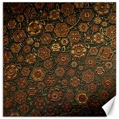 Brown And Green Floral Print Textile Ornament Pattern Texture Canvas 16  x 16 