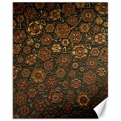 Brown And Green Floral Print Textile Ornament Pattern Texture Canvas 16  x 20 