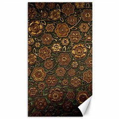 Brown And Green Floral Print Textile Ornament Pattern Texture Canvas 40  x 72 