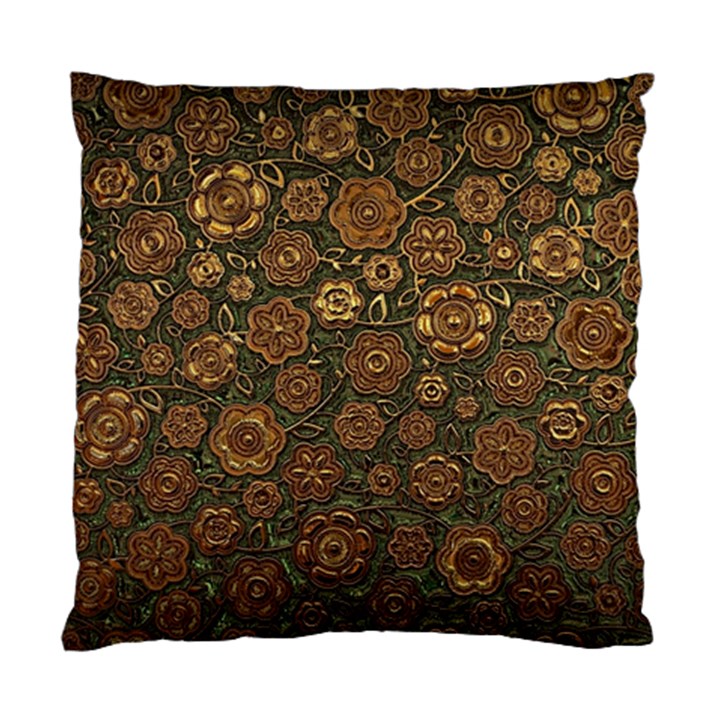 Brown And Green Floral Print Textile Ornament Pattern Texture Standard Cushion Case (Two Sides)