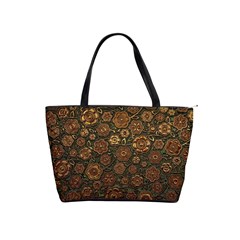 Brown And Green Floral Print Textile Ornament Pattern Texture Classic Shoulder Handbag