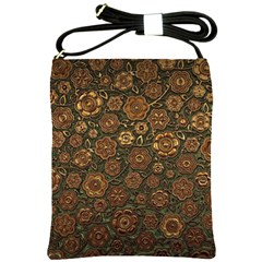 Brown And Green Floral Print Textile Ornament Pattern Texture Shoulder Sling Bag