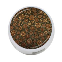 Brown And Green Floral Print Textile Ornament Pattern Texture 4-Port USB Hub (One Side)