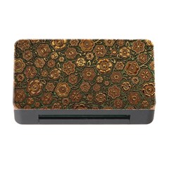 Brown And Green Floral Print Textile Ornament Pattern Texture Memory Card Reader with CF