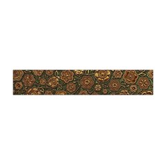 Brown And Green Floral Print Textile Ornament Pattern Texture Premium Plush Fleece Scarf (Mini)