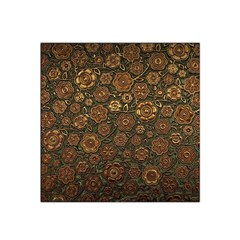 Brown And Green Floral Print Textile Ornament Pattern Texture Satin Bandana Scarf 22  x 22 