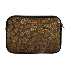 Brown And Green Floral Print Textile Ornament Pattern Texture Apple MacBook Pro 17  Zipper Case