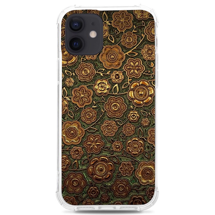 Brown And Green Floral Print Textile Ornament Pattern Texture iPhone 12/12 Pro TPU UV Print Case