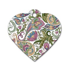 Flowers Pattern Texture White Background Design Floral Dog Tag Heart (two Sides) by danenraven