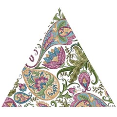 Flowers Pattern Texture White Background Design Floral Wooden Puzzle Triangle by danenraven