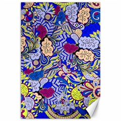 Blue Yellow Background Pattern Vector Texture Paisley Canvas 12  X 18  by danenraven