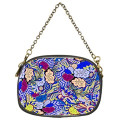 Blue Yellow Background Pattern Vector Texture Paisley Chain Purse (one Side) by danenraven