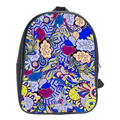 Blue Yellow Background Pattern Vector Texture Paisley School Bag (xl) by danenraven