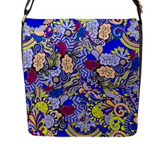 Blue Yellow Background Pattern Vector Texture Paisley Flap Closure Messenger Bag (l) by danenraven